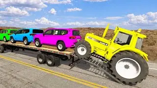 Flatbed Truck Mcqueen | Transportation with Truck - Pothole vs Car #2 - BeamNG.Drive
