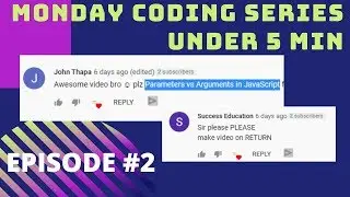 JavaScript Return Statement | Parameters VS Arguments in Function in Hindi #2