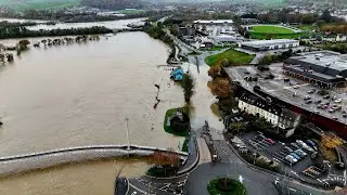 Devastating floods in Carmarthen cause chaos! 05/11/2025 #djimini4pro #wales #MerlinsOak