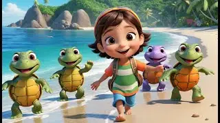 Ten Tiny Turtles Crawl Along | Fun Counting Song for Kids | Playful Animal Rhyme