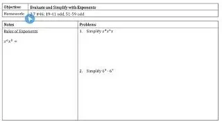 Simplify Whole Number Exponents