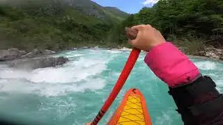 Soca, vodenca to Cezsoca, en canot (Slovénie)