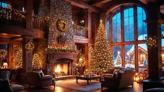 🎄Cozy Christmas Cabin 24/7🔥Instrumental Christmas Music With Fireplace❄️Relaxing Christmas Ambience