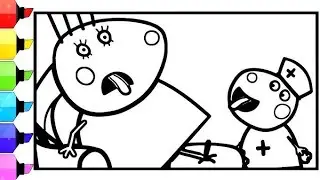 Peppa Pig in hospitalized Drawing and Coloring easy for kids and toddlers, Mummy Pig ill 