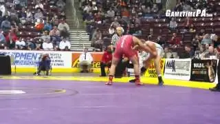 Bermudian Springs Sam McCollum scores sudden victory takedown to keep third place hopes alive. @Game