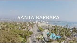 Flying over Santa Barbara Harbor - California Bay - Drone