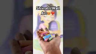 Shiv Parvati wall art with Chalk😱 Shivaratri special art #Shorts