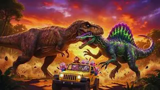 WE FOUND A MUTANT DINO EGG! 🥚🦖 | T-Rex vs Spinosaurus Battle | ESCAPE THE MUTANT MONSTER! 🚨🚙 |