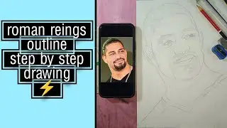How to Draw a Sketch of WWE Roman Reigns step by step outline ⚡