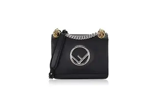 Fendi Vitello Century Opaco F is Fendi Kan I Small Shoulder Bag Black