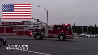 *MASSIVE AIR HORN AND SCREAMING Q* Fountain Valley Fire Truck 31 and Battalion 3 Responding
