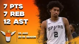 Dylan Harper 7 Points/Career High 12 Assists vs Jazz Full Highlights! (12/27/2025)