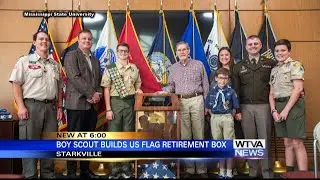 Boy Scout builds US flag retirement box