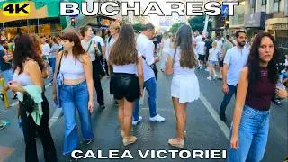 BUCHAREST Beautiful GIRLS Everywhere Calea Victoriei Walk Tour ROMANIA Bucuresti 4K