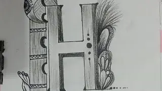 art#how to draw h letter#H later#easy drawing #technical art#3d#H#sketch 