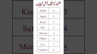 Top Cooking Oil Brands in Pakistan | Famous Oil Companies#CookingOil #FoodBrands #Pakistan