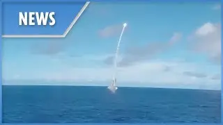 USS Milius and USS Chancellorsville launch SM2 missiles