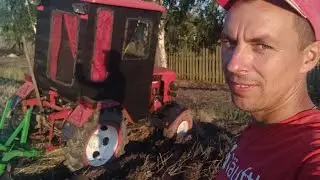 Пробная вспашка Залежной Земли на Самодельном тракторе Самодельным плугом!