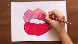 Glossy lips drawing👄 | How to draw lips with pencil colours