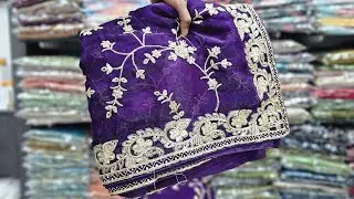 An Fresh And Trending Midnight Blue Saree, Comes With Full Work Blouse At @Radhacreationsurat 