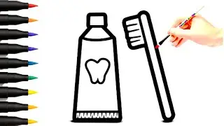 Toothpaste and Toothbrush 🪥 Drawing | Easy Drawing for Kids & Beginners