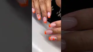 Cute Neon Orange French Tips with Mini Oranges | Nail Art Inspo | Summer Nails
