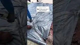 Torch cutting Landscape Fabric #landscapefabric #GrantsOutdoor #Weedmat #weedtarp