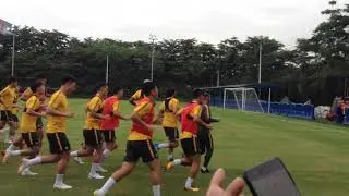 Guangzhou Evergrand Taobao football club training with Paulinho and Talisca