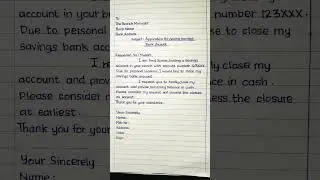 Application for Closing Bank Account | Bank Account Closure
