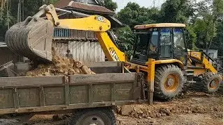 JCB Dozer Loading Stone and Mud in Tractor - JCB - Roadplanet Dozer Video