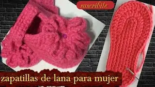 PANTUFLAS a crochet para MUJER, FÁCILES de hacer. // Zapatillas de lana para mujer