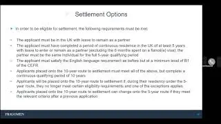Reunited Families UK and Fragomen Webinar - 8 - Settlement Options