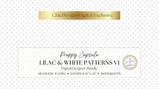Lilac Preppy Digital Papers &ndash; 13 Seamless Toile, Gingham & Bow Patterns | Pack Preview
