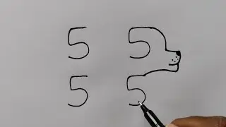 How To Draw Dog With 5555 Number | Draw Dog With Number