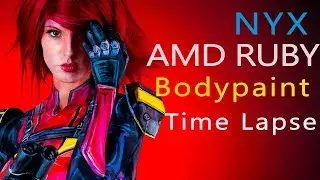 Quake Champions! Ruby as Nyx! Bodypaint Time Lapse + Quakecon 2017!