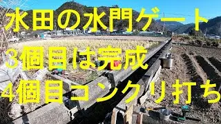 水田の水門ゲート　3個目は完成　4個目はコンクリ打ちしました