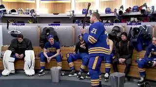 Rick Jeanneret Recieves Player of the Game Awards In Sabres Dressing Room