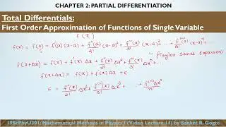 Total Differential and it's Applications- Ch2(19ScPhyU301): Lecture 14