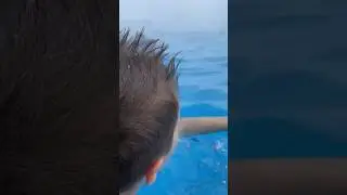 Unusual place, swimming pool, snow, mountains #family #son#swim