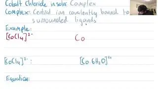 Cobalt Chloride Equilibrium Equation(s)