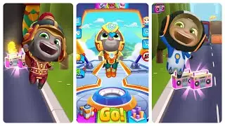 Talking Tom Triple Challenge: Hero Dash & Gold Run!  Gold Flash Tom vs General Tom vs Astronaut Tom