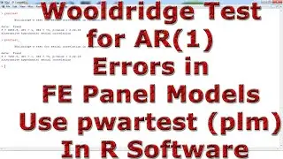 Wooldridge Test for AR(1) Errors in FE Panel Models Use pwartest (plm) With (In) R Software
