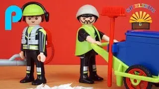 Stadtreinigungs Team - 6113 Playmobil City Action - Stra&szlig;en Kehrer Kehrm&auml;nner M&uuml;llm&auml;nner Gebl&auml;se