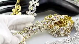 X-shape AB color Symphony crystal rhinestones trim metal chain Ribbon f
