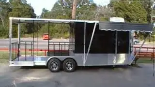8.5 ft. x 24 ft. Black Concession Trailer Barbecue Smoker with Porch