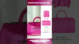 Neon Pink Crocodile Skin Luggage Set  #fashion #bag #shorts