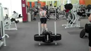 Sarah's 500lb backward sled drag