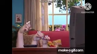 Oobi and Uma watching Clueless Morgan from Muppet Treasure Island burning his hand