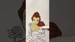 🌺Charming Princess Belle coloring ✨#art#disney#disneyprincess #beautyandthebeast