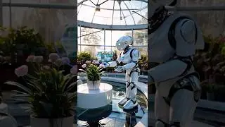 🌱 Futuristic Gardening Robot in a High-Tech Greenhouse | 4K Cinematic AI Scene | #Shorts #robotics